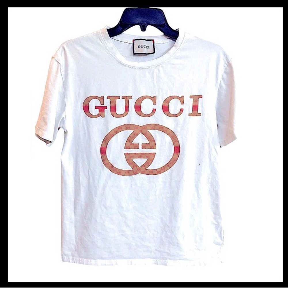 Gucci White Short Sleeve Tee with Iconic Logo